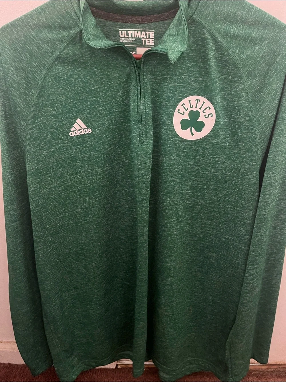 adidas Green Boston Celtics Quarter-Zip Pullover